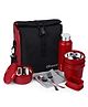 Oliveware Teso Elite Lunch Box With Steel cutlery,3 Microwave Safe, Plastic Pickle Box and Steel Water Bottle-Maroon