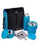 Oliveware Teso Elite Lunch Box With Steel cutlery,3 Microwave Safe, Plastic Pickle Box and Steel Water Bottle-Blue