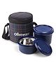 Oliveware Cleo Lunch Box, Microwave Safe & Leak Proof, 2 Inside Steel Containers with BPA Free Airtight Lids (450ml & 600ml), with Fabric Bag (Blue)