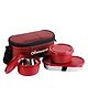 Oliveware Hazel Lunch Box, Leak Proof & Microwave Safe, 3 Inner Steel Containers (450ml, 450ml, 550ml), Insulated Fabric Bag, Full Meal & Easy to Carry-Red