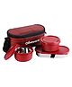 SOPL-OLIVEWARE Deniz Lunch Box, 2 Inner Steel Containers (450 ml Each), Leak Proof & Microwave Safe, Insulated Fabric Bag, Full Meal & Easy to Carry (Red)