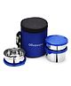 Oliveware Lovely Stylo Lunch Box, Leak Proof & BPA Free Lid , 3 Stainless Steel Containers (2x300ml &1x 450ml), Fabric Jacket - Blue