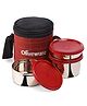 Oliveware Bliss Lunch box, 100% Leak Proof, 3 Stainless Steel Containers with BPA Free Airtight Lids ( 2x300ml, 1x450 Ml , Fabric Bag - Blue