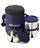 Oliveware Absolute Lunch Box, 100% Leak Proof, 3 Stainless Steel Containers with BPA Free Lids (2x600ml & 450ml), Fabric Bag (Blue)