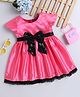 Many frocks & Satin Cap Sleeves Sequins Embellished & Bow Detailed Dress - Pink
