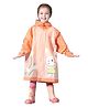 Little Surprise Box Full Sleeves Knee Length Hooded 3D Bunny Print Raincoat - Orange