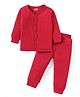 Babyhug Full Sleeves Front Open Thermal Vest & Pant Set Solid Colour - Red