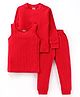 Babyhug Full Sleeves Pullover Thermal Vest & Pant Set with Solid Colour - Red