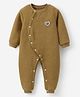 Kookie Kids Full Sleeves Winter Wear Onesie with Heart Applique  - Brown