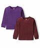 Babyhug Pull Over Full Sleeve Solid Color Thermal Vests Pack of 2 - Coffee & Purple