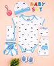 Mom's Home Organic Cotton Vehicles Printed New Born Baby Essentials  7 Piece Gift Set - White