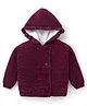 Babyoye Knitted Full Sleeves Solid Colour Front Open Hooded Sweater with Shimmer Detailing - Wine