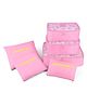 House of Quirk Polyester 6Pcs/1Set Travel Storage Bag Storage Clothes Bag Luggage Case Bag Suitcase Underwear Organizer Make Up Organizer Bag (Baby Pink)