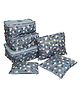 House of Quirk Travel Storage Polyester Printed Clothes Packing Cubes Space Savers Bags Cosmetic Shoes Organizer Pouch (Pack of 6 Blue Flower)