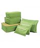 House of Quirk Travel Storage Clothes Packing Cubes Space Savers Bags Cosmetic Shoes Organizer Pouch (Pack of 6 Green) Polyester