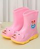 Yellow Bee Bear Face Detailed Rain Boots - Pink