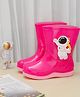 Yellow Bee Astronaut Detailed Rain Boots - Dark Pink