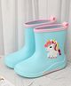 Yellow Bee Unicorn Detailed Rain Boots - Blue