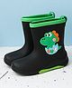 Yellow Bee Baby Dinosaur Applique Detailed Rain Boots - Black