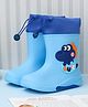 Yellow Bee Baby Dinosaur Applique Detailed Rain Boots - Blue