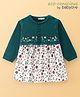 Babyoye Cotton   knit Full Sleeves Woollen Dress with Floral Print - Green