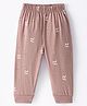 Ollypop Sinker Full Length Lounge Pant with Text Print - Camel