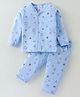 First Smile Sinker Knit Full Sleeves Night Suit With Nautical Theme Print - Sky Blue