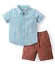 Babyhug Cotton Woven Half Sleeves Striped Shirt & Shorts Set - Brown