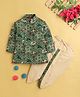 Jeet Ethnics Full Sleeves Elephant Embroidered Kurta Dhoti Set - Green