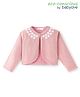 Babyoye Full Sleeves Woollen Shrug with Floral Embroidery - Pink