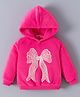 Kookie Kids Full Sleeves Hooded Sweatshirt With Bow Embroidery - Fushcia