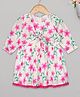 Budding Bees Full Sleeves Floral Printed Dress - Pink