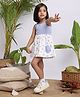 Budding Bees Sleeveless Floral Printed Dress - Blue & White