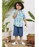 Budding Bees Cotton Half Sleeves Fishes Printed Shirt & Shorts Set - Blue