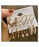 SYGA Little Pearl Earrings Set of 9, Celebrity Inspired Latest Stylish Gold Plated Hoop and Crystal Pearl Stud Earrings for Women