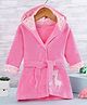 Doreme Terry Full Sleeves Hooded Bath Robe with Giraffe  Patch - Pink