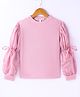 Kookie Kids Full Sleeves Peasant Sleeves Solid Colour Top With Bow Applique - Pink