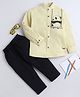BAATCHEET Cotton Full Sleeves Swinging Panda Printed Shirt With Pant Set - Lemon Yellow