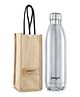 PEXPO Electro 24 Hrs Hot & Cold ISI Certified with Jute Bag | Stainless Steel Water Bottle - 1800ml Silver | Thermoflask | Office Bottle | Workout | Travelling | Home