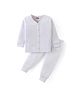Babyhug Cotton Knit Full Sleeves Solid Colour Front Open Thermal Vest & Pant Set - Off White