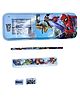 SVE Spiderman Metal Pencil Box Case with Pencil, Eraser, Sharpener Stationery Set  Double Layer Pencil Case Stationary Organizer for Kids, Boys, Girls - Blue