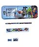 SVE Avengers Metal Pencil Box Case with Pencil, Eraser, Sharpener Stationery Set  Double Layer Pencil Case Stationary Organizer for Kids, Boys, Girls - Blue