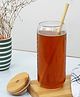 Femora Borosilicate Glass Coffee Can with Wooden Lid and Wooden Straw - 500 ml