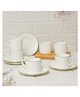 Femora Indian Ceramic Gold Line Square Cut White Tea Cups, Mugs and Saucer-200 ml - Set of 6