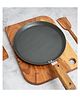 Femora Iron Flat Tawa 10 Inch Tava for Roti with Wooden Handle Black