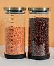 Femora Round Borosilicate Glass Jar for Kitchen Storage Air Tight Containers for Kitchen Storage Pack of 2 - 1300 ml