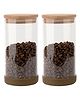 Femora Round Borosilicate Glass Jar for Kitchen Storage Air Tight Containers for Kitchen Storage Pack of 2 - 1000 ml