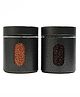 Femora Carbon Steel Jar for Kitchen Storage with Clear Glass Window and Carbon Steel Lid, 700 ml- Set Of 2.