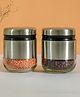 Femora Steel Jar for Kitchen Storage with Clear Glass Window and Stainless Steel Lid, 350 ml - Set Of 2