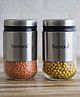 Femora Steel Jar for Kitchen Storage with Clear Glass Window and Stainless Steel Lid, 550 ml - Set Of 2